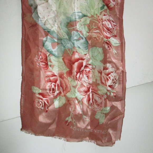 *Adrienne Vittadini Pastel Mauve, Cream and GreenSemi Sheer Floral Scarf - Picture 5 of 5